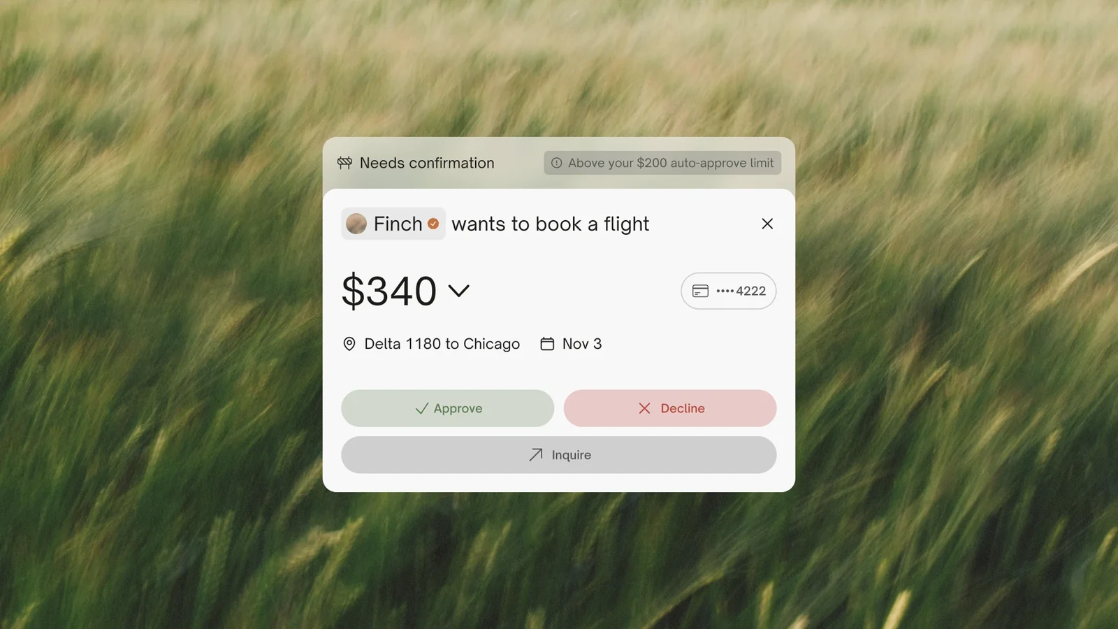 Esta — Confirm Agent Payment Modal